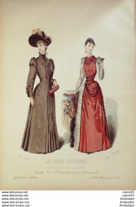 Gravure de mode La Mode illustrée 1890 n°37 (Maison Gradoz)