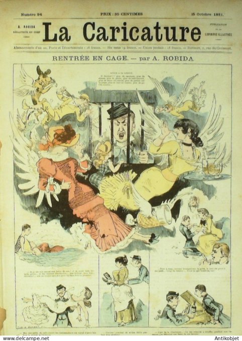 La Caricature 1881 #  94 Rentrée en cage Robida Barret Loys fantaisies parisiennes Bach