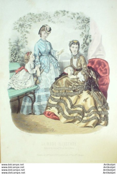 Gravure Mode illustree 1870 # 30 (Old Fashion plate)