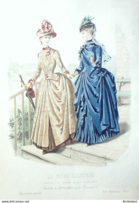 Gravure de mode La Mode illustrée 1887 n°40 (Maison Gradoz)