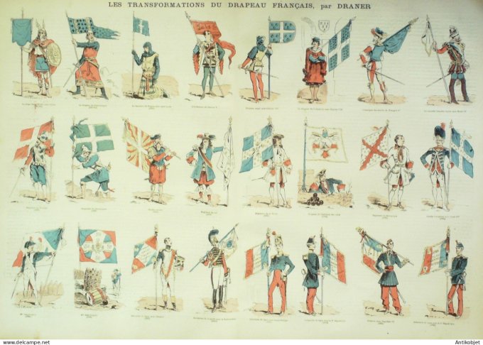 La Caricature 1880 #  29 Le Drapeau Français Barret Dranet