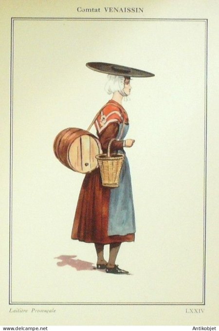 Province-Alpes-Côte-d'Azur Comtat Venaissin (84) Laitière Provencale signé  par P.A Leroux XXème