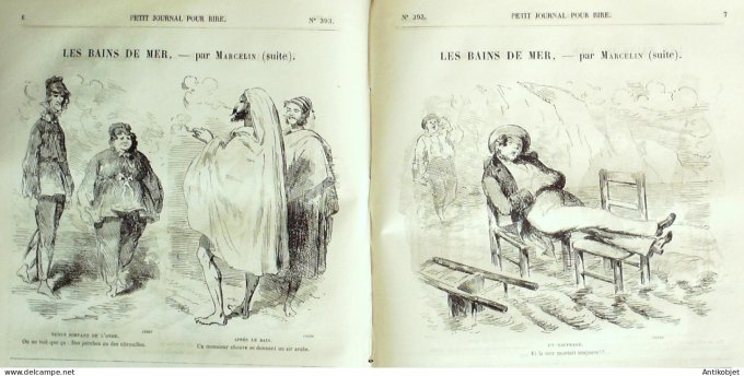 Petit journal pour Rire 1862 # 393 Les Bains de mer Marcelin