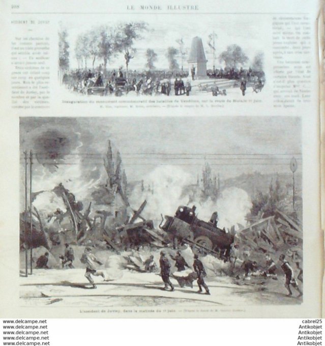 Le Monde illustré 1872 n°794 Juvisy (94) Vendome (41) Peronne (80) St Come (37) Prieuré