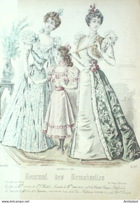 Gravure Mode J.Demoiselles 1897 # 5127 (Old Fashion plate)
