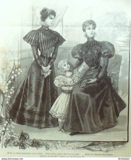 La Mode illustrée journal 1897 n° 05 Robe drap Cachemire & Vigogne