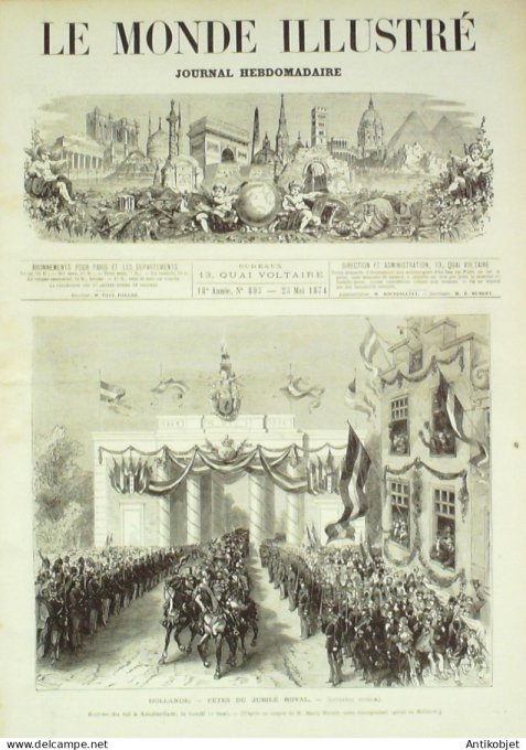 Le Monde illustré 1874 n°893 Italie Florence Paris 12 rue Citeaux incendie