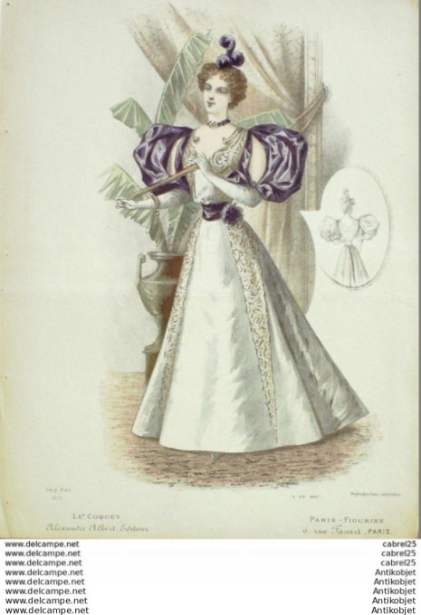 Gravure Mode Le Coquet 1895 # 04 (Old Fashion plate)