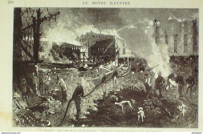 Le Monde illustré 1874 n°893 Italie Florence Paris 12 rue Citeaux incendie