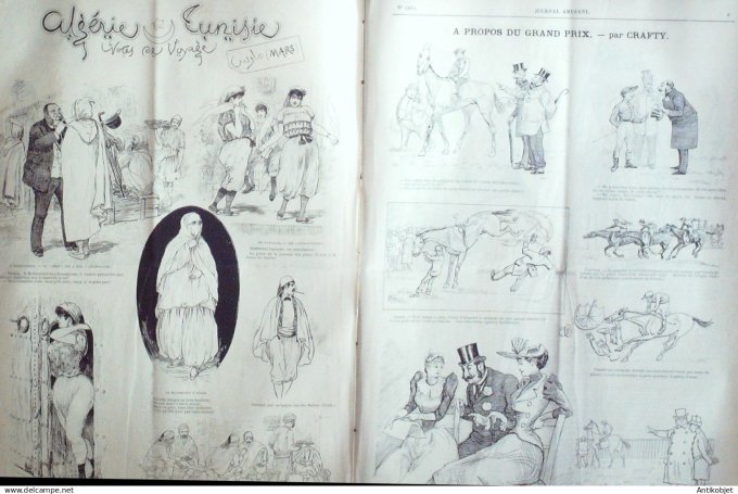 Le Journal Amusant 1891 n°1815 Algérie Tunisie château ¨à  vendre Grand Prix Hippique
