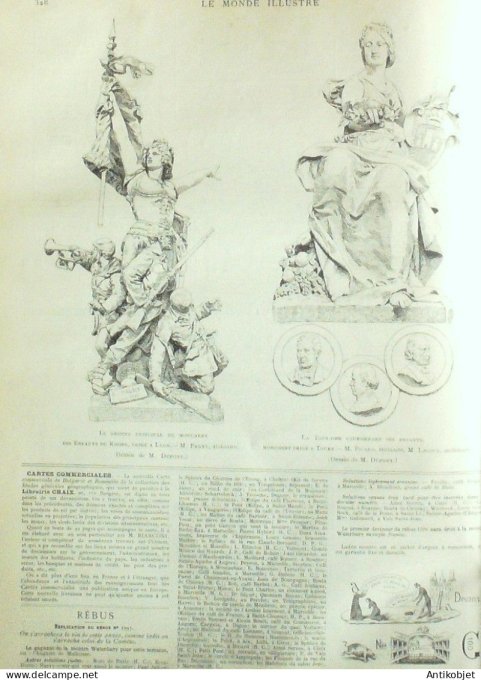 Le Monde illustré 1887 n°1598 Lyon (69) Rouen (76) Tours (37)
