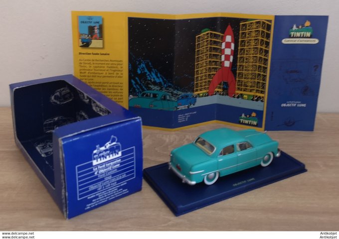 Tintin Objectif Lune Ford turquoise Custom 1949 Atlas 1:43