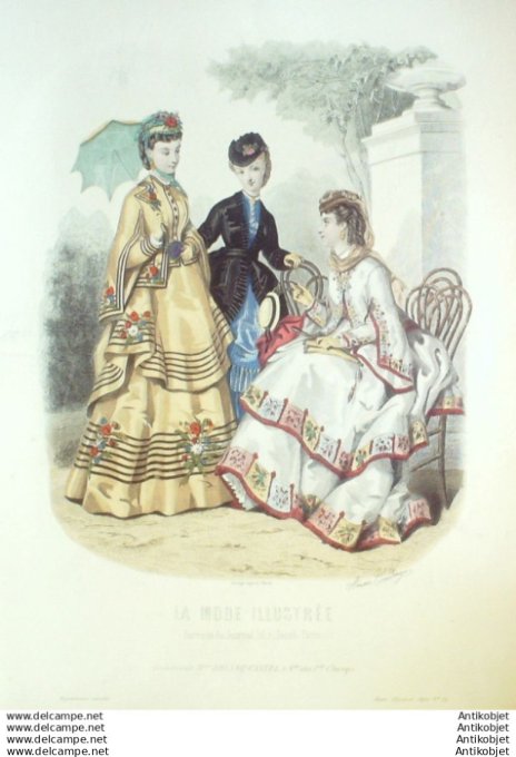 Gravure Mode illustree 1870 # 24 (Old Fashion plate)