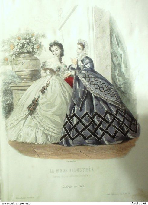 Gravure Mode illustree 1863 # 35 (Old Fashion plate)