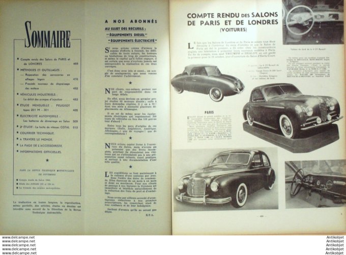 R.T Automobile Peugeot 201M 301 boîte Cotal Vaucanson Dodge 56 # 1950
