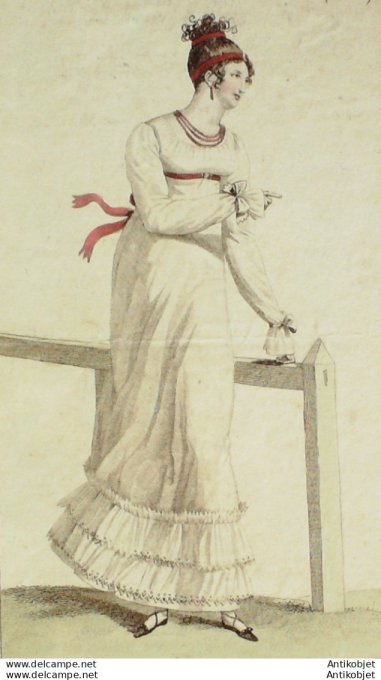Gravure de mode Costume Parisien 1813 n°1316 Robe à la vierge