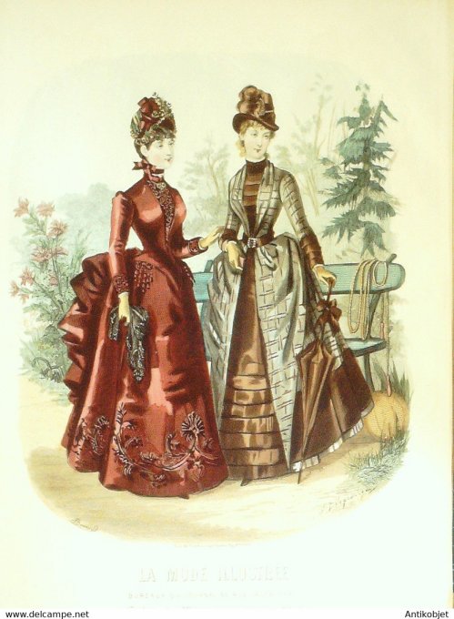 Gravure de mode La Mode illustrée 1885 n°42 (Maison Bréant-Castel)
