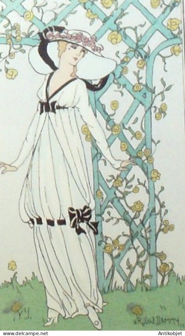 Gravure de mode Costume Parisien 1913 pl.059 DAMMY Robert Robe en crêpe