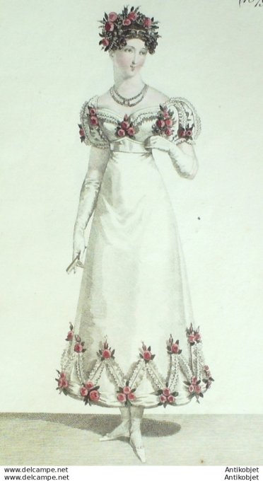 Costume Parisien 1820 # 1879 Robe perkale brodée