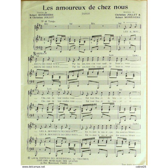 Monediere Robert Les Amoureux De Chez Nous 1966