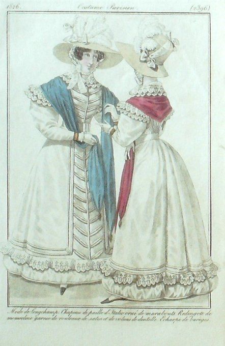Gravure Mode Costume Parisien 1826 # 2396 (eau forte old Fashion plate