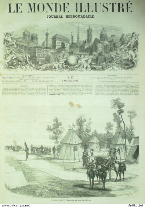 Le Monde illustré 1857 n° 25 Strasbourg (67) Pérou Lima Inde Agra Nou-Mahal Pondichéry