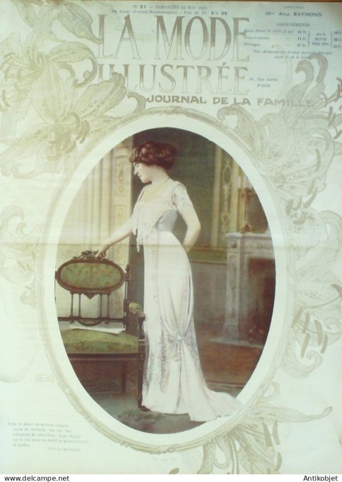 La Mode illustrée journal 1910 n° 21 Toilettes Costumes Passementerie