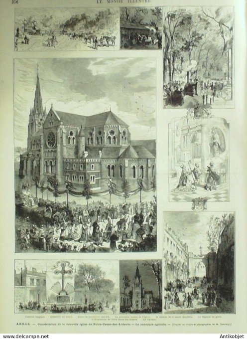 Le Monde illustré 1876 n° 999 Arras (62) Bouvelinghen (62) Maroc Oued Isly Oudjeda Grèce Turquie Con