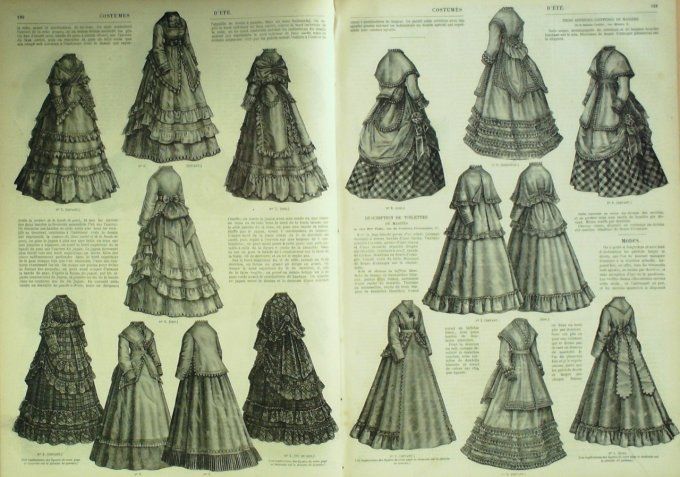 Journal Mode illustrée 1869 # 23 Costume avec chale cachemire