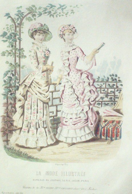 Gravure Mode illustree 1882 # 23 (Old Fashion plate)