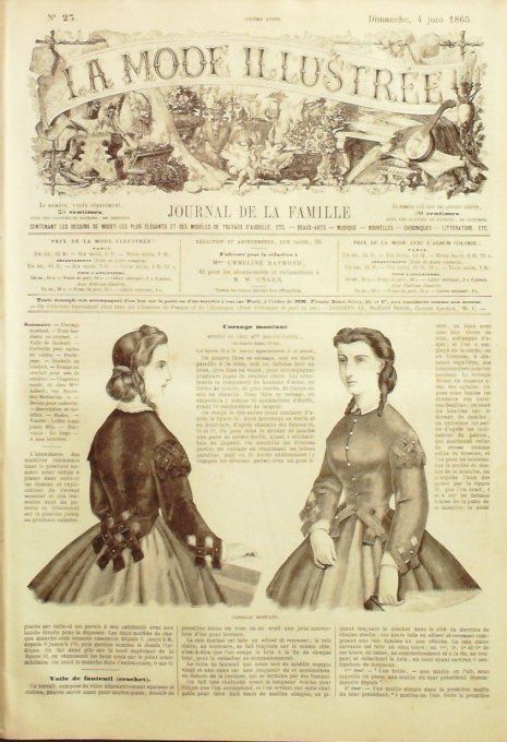 Journal Mode illustrée 1865 # 23 Corsage montant 