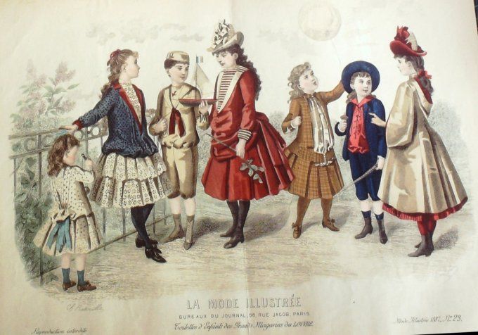 Gravure de mode La Mode illustrée 1887 n°23 (Maison Coussinet)