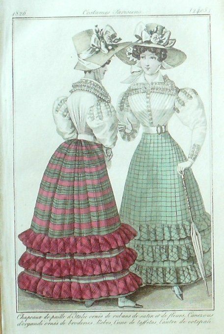 Gravure Mode Costume Parisien 1826 # 2405 (eau forte old Fashion plate
