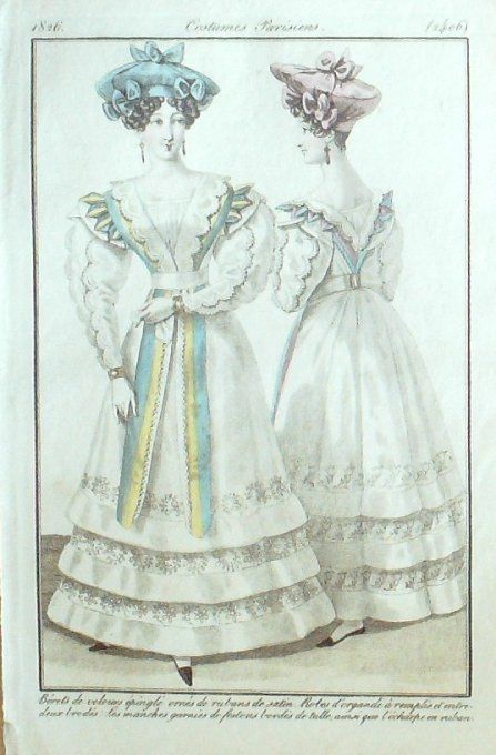 Gravure Mode Costume Parisien 1826 # 2406 (eau forte old Fashion plate