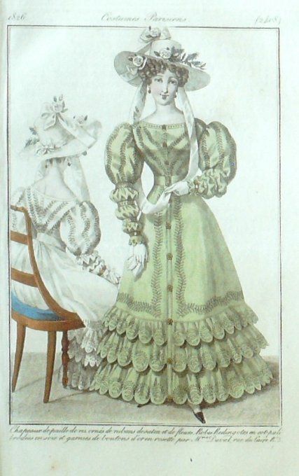 Gravure Mode Costume Parisien 1826 # 2408 (eau forte old Fashion plate