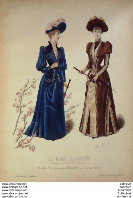 Gravure de mode La Mode illustrée 1890 n°38 (Maison Coussinet)