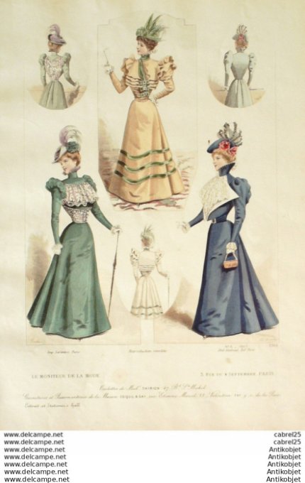 Gravure Mode Le Moniteur 1897 # 06 (Old Fashion plate)