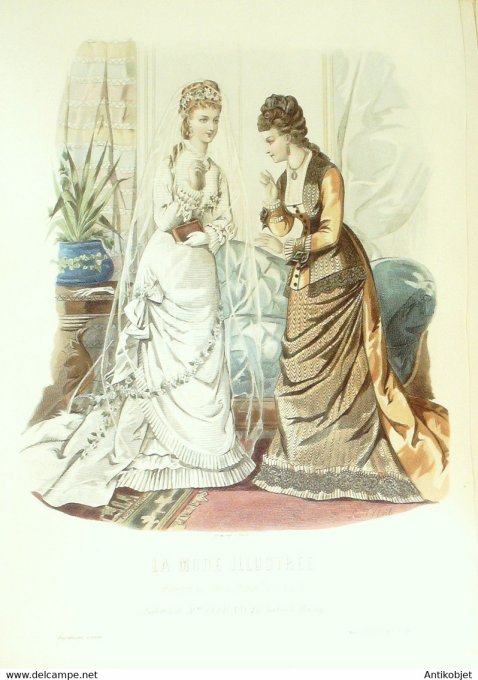 Gravure de mode La Mode illustrée 1877 n°18 (Maison Delaunay)