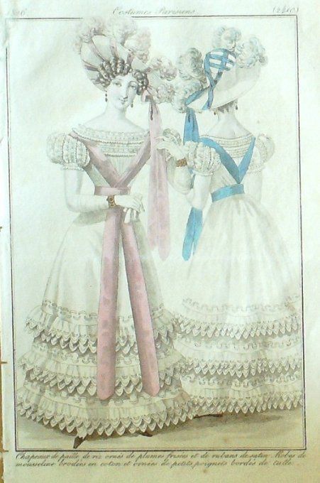 Gravure Mode Costume Parisien 1826 # 2410 (eau forte old Fashion plate