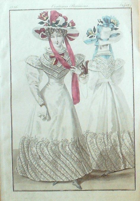 Gravure Mode Costume Parisien 1826 # 2412 (eau forte old Fashion plate