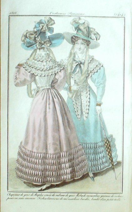Gravure Mode Costume Parisien 1826 # 2414 (eau forte old Fashion plate