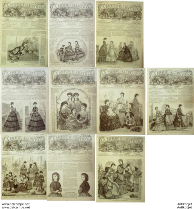 Mode illustree 1870 Lot de 10 journaux