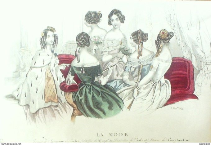 Gravure La mode 1844 # 29 (aquarelle old Fashion plate)