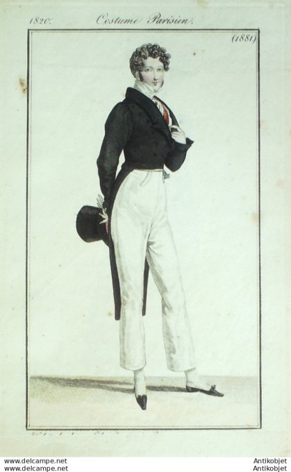Costume Parisien 1820 # 1881 Habit homme gilet élégant
