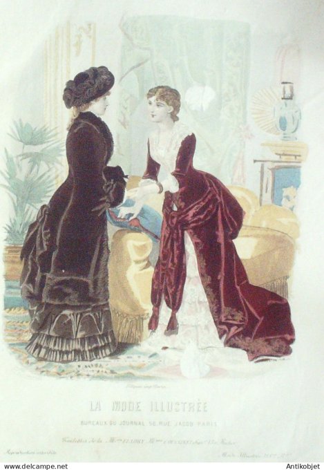 Gravure Mode illustree 1882 #  1 (Old Fashion plate)