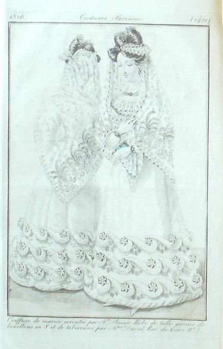 Gravure Mode Costume Parisien 1826 # 2421 (eau forte old Fashion plate