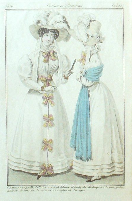 Gravure Mode Costume Parisien 1826 # 2422 (eau forte old Fashion plate