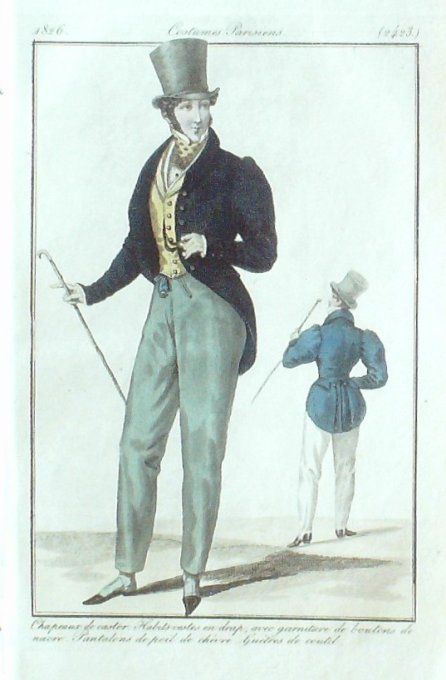 Gravure Mode Costume Parisien 1826 # 2423 (eau forte old Fashion plate