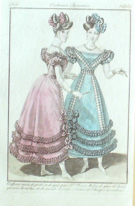 Gravure Mode Costume Parisien 1826 # 2425 (eau forte old Fashion plate