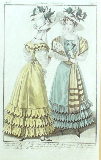 Gravure Mode Costume Parisien 1826 # 2426 (eau forte old Fashion plate